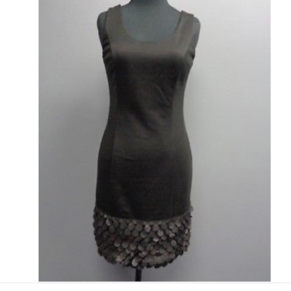 Black Dress with Vegan Leather Detail - Size S